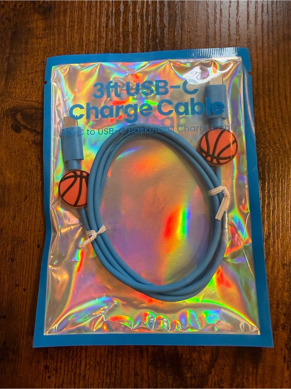 Blue Charging Cable w/ Basketball Charm Fast Charge 60W